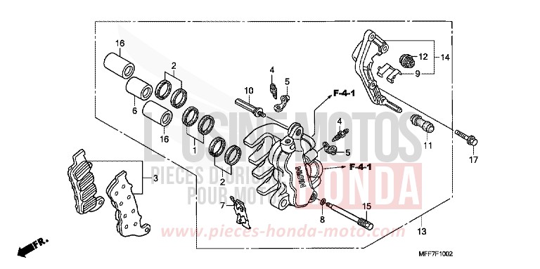 BREMSSATTEL, L. VORNE (ABS) von TRANSALP ABS MAT CYNOS GRAY METALLIC (NH312) von 2011